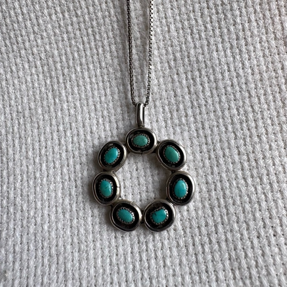 Sterling Silver and Turquoise Pendant Necklace